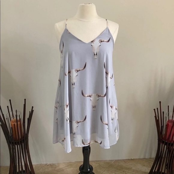 Peach Love Bull Head Mini Dress - Picture 1 of 8